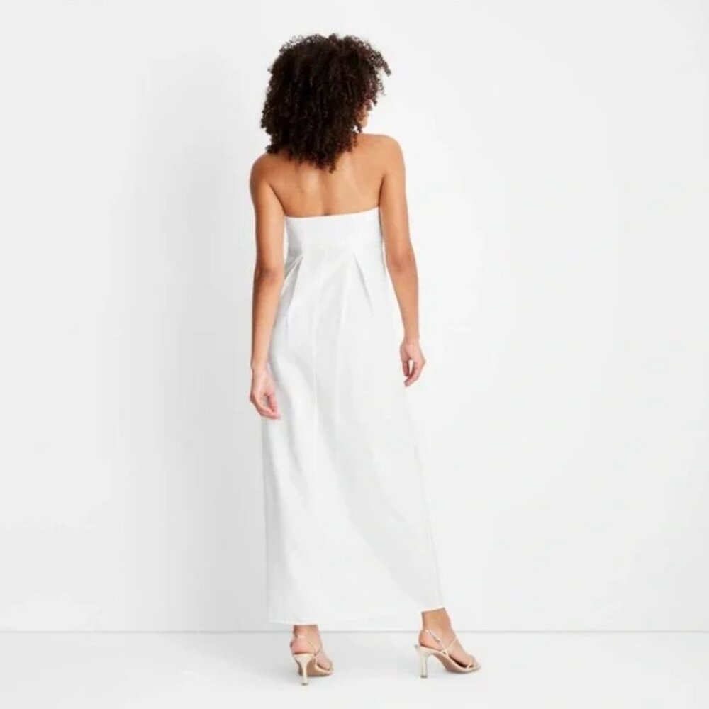 Future Collective Womens 17 White Jenee Naylor Strapless Ankle Length Maxi Dress - Picture 2 of 13